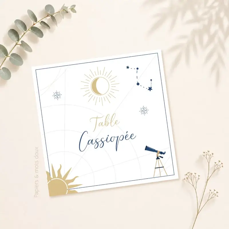 Carte nom de table Astral et Constellations